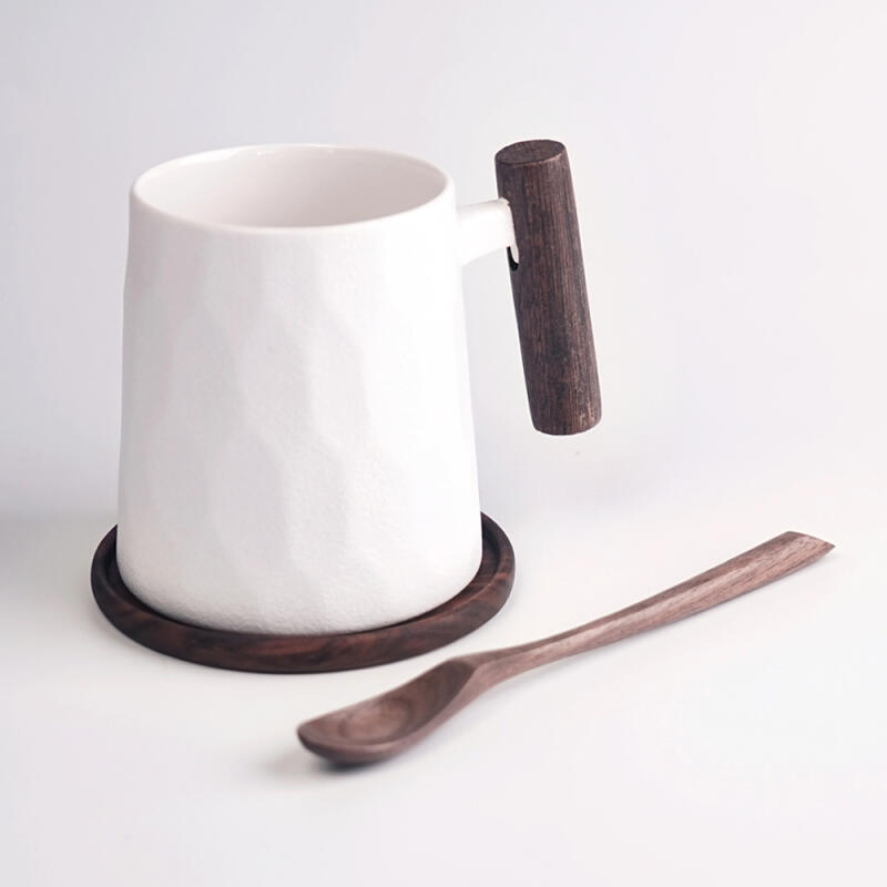 Highland Maple Mug Wood Tea Coaster Set White hammer pattern