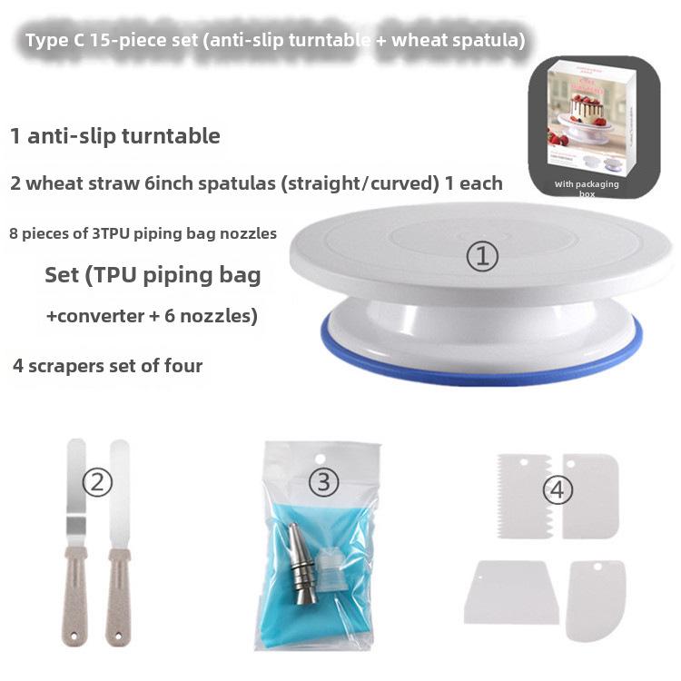 Wheat Straw Cake Turntable Decorating Set - Rotating Baking Tool for DIY Projects