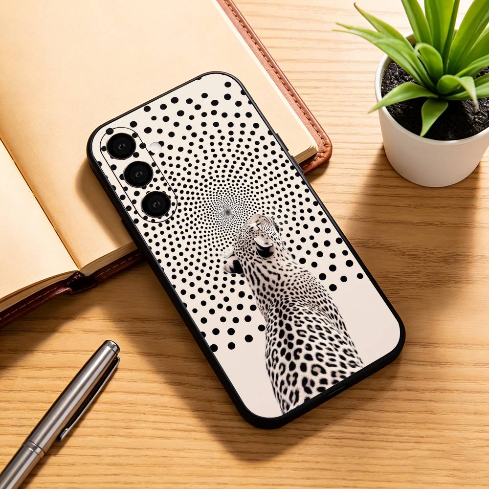 

Artistic Leopard Phone Case Black Silicone Soft For Samsung Galaxy A73,A72,A71,A70,A53,A52,A51 Samsung a22 4g
