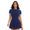 New skirt one-piece triangular swimsuit women's short-sleeved conservative sunscreen sports swimsuit wholesale