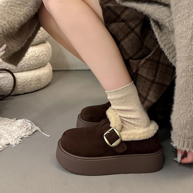 Women's Fashion Lightweight Soft Sole Winter Warm Fur One Snow Boots Padded Lined Non-slip Casual Sports Cotton Boots Fur Shoes