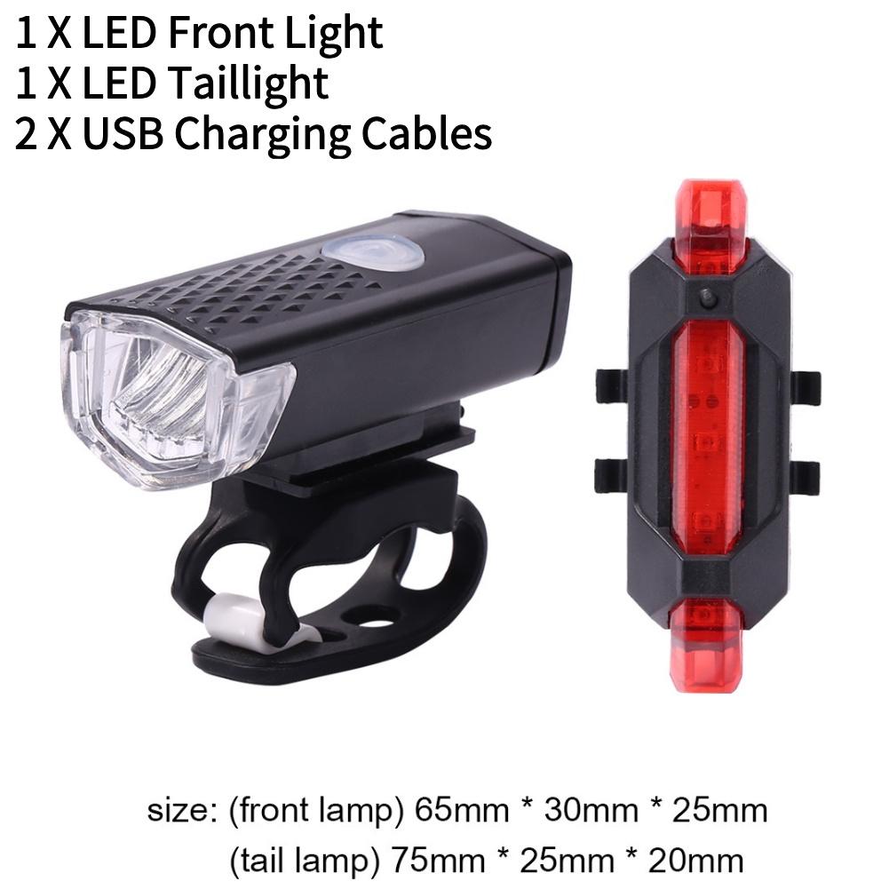 Bike Light Set Bicycle Headlight Taillight USB Rechargeable Bicycle Front & Rear Light Kit MTB Bike Flashlight Cycling Lamp
