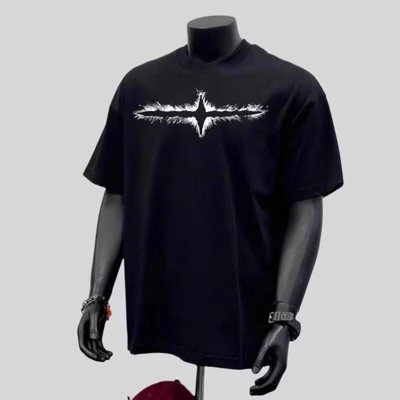 Mens Casual Printed Short Sleeve Round Neck Fashion Daily T Shirt S чёрный