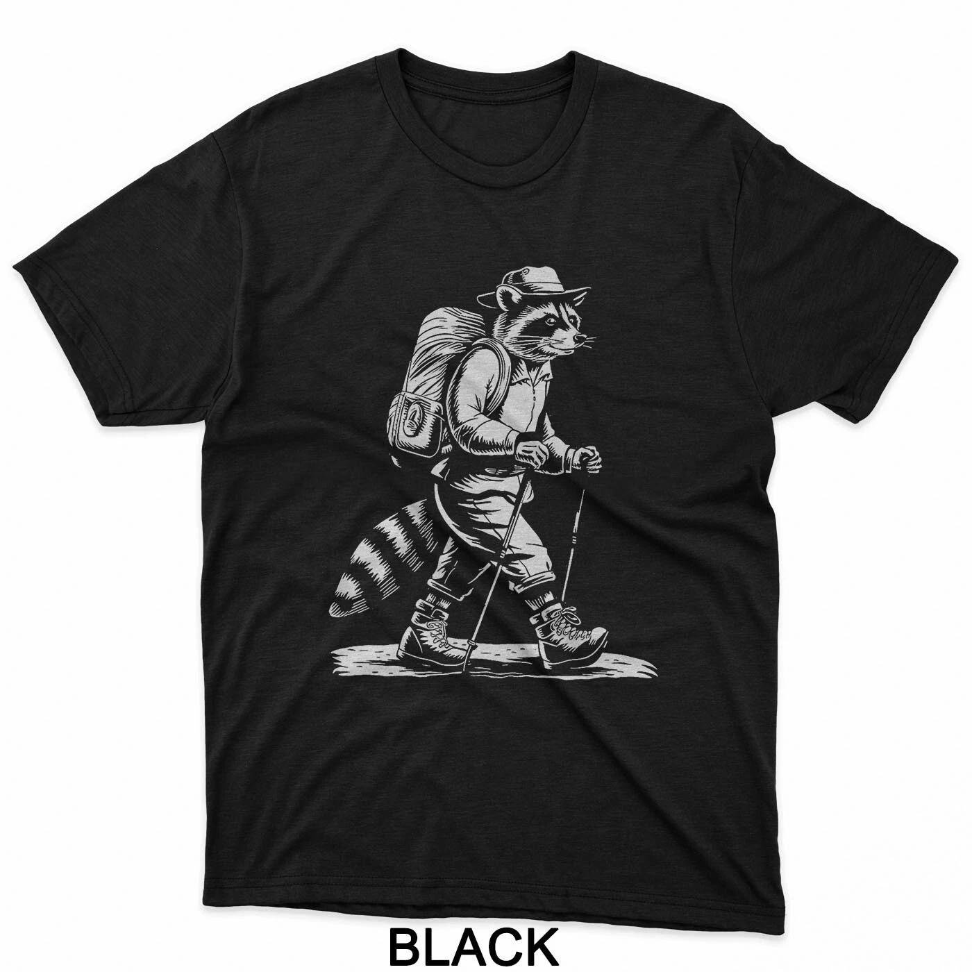 Vintage Hiking Raccoon - Funny Forest Wildlife Adventure T-Shirt 2XL