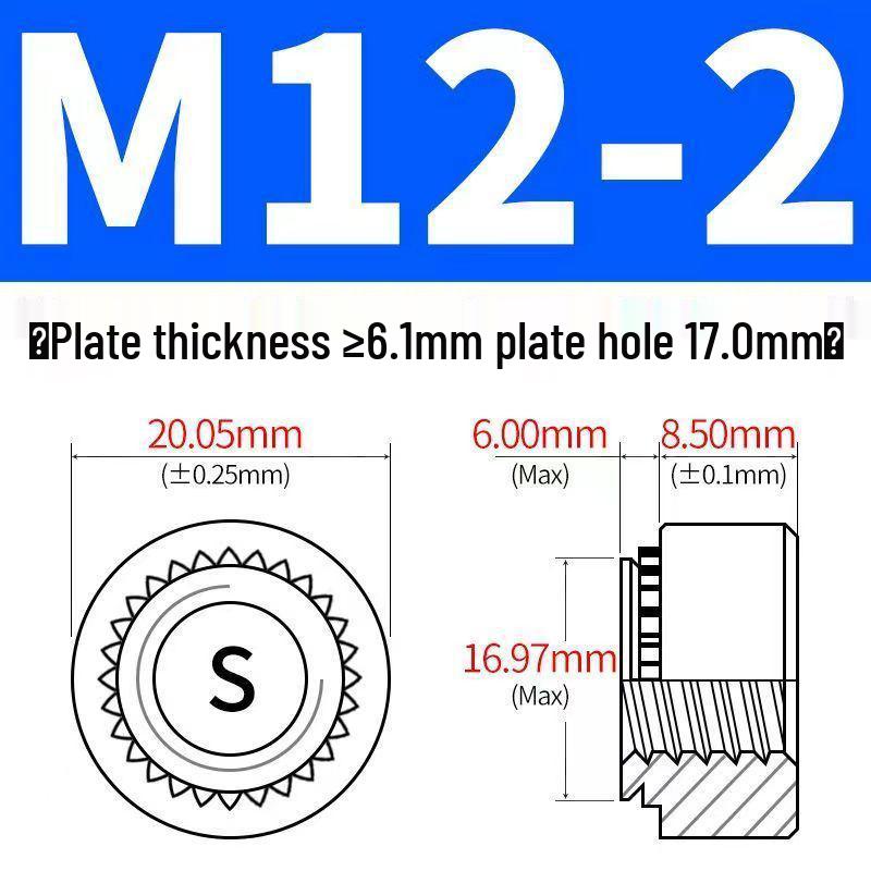 Verzinkte selbstsichernde Muttern, unverlierbare Muttern M3-M12, Einbaumuttern und Einpressmuttern
