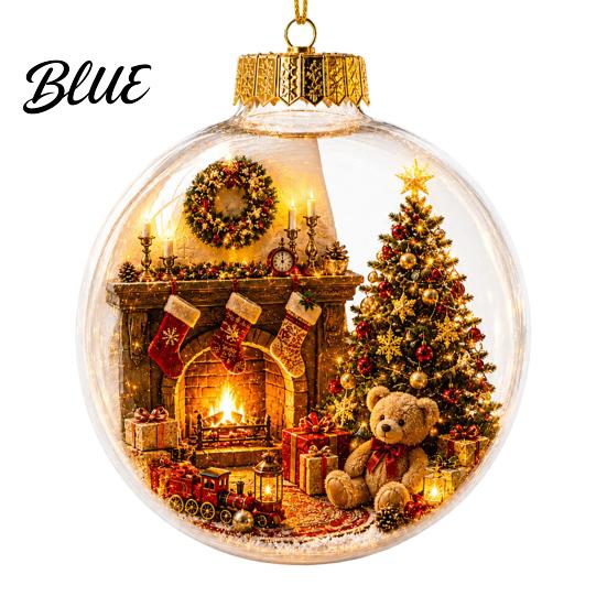 Glowing Christmas Ornaments Story Ornament Mini Holiday Scene In Ball with Warm LED 3D Acrylic Hanging Baubles Light Clear Decoration for Tree Home