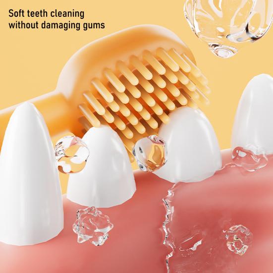 Pet Toothbrush with Soft Silicone Heads Dental Care Kit for Dogs Cats Ergonomic Handle Removable Heads Pet Tongue Cleaner for Oral Hygiene & Bad