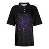 Women's Casual Floral Print V-Neck Short Sleeve Decorative Button T-Shirt Top
