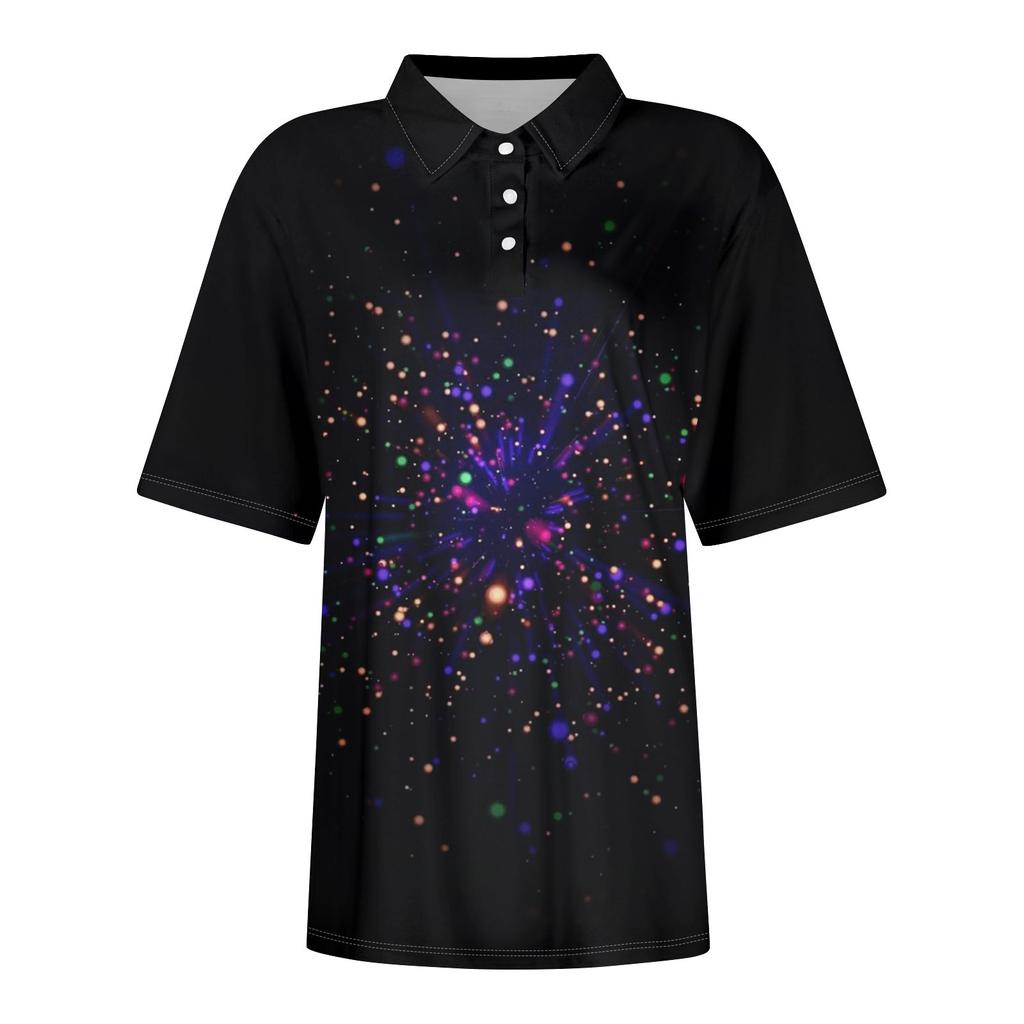 Women's Casual Floral Print V-Neck Short Sleeve Decorative Button T-Shirt Top
