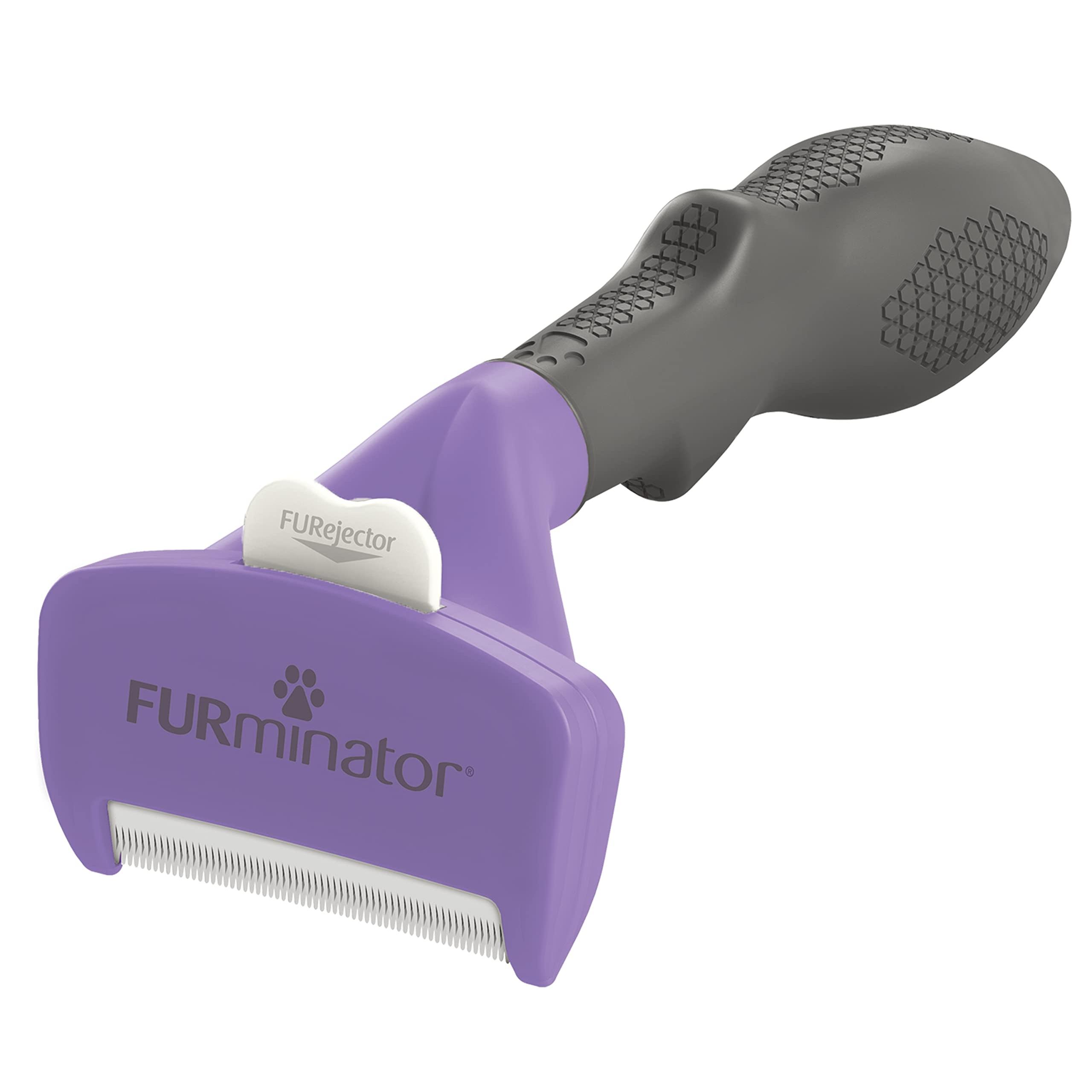 

FURminator Щетка для кошек для средних и крупных пород Все 2 типа, Одобрено ветеринарами против образования комков шерсти, Мягкое удаление подшерстка, Кнопка легкого сброса For short-haired breeds