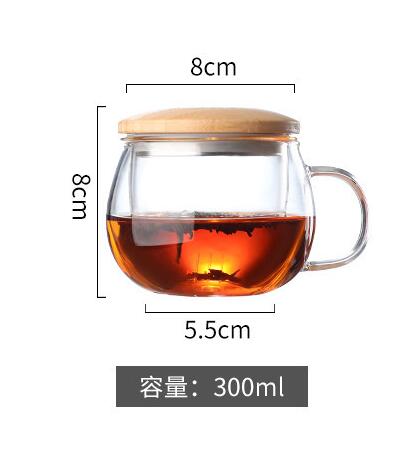 Creative Glass Tea Infuser Cup With Filter Transparent Flower Teacup Handle Bamboo Lid Heat-resistant Fruit Tea Mug Drinkware