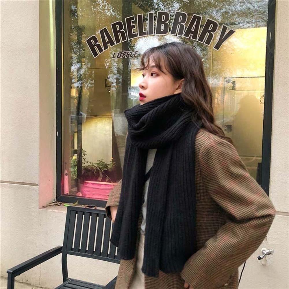 Spandex Long Thickened Neckscarf Polyester Winter Warmer Scarf Soft Knitting Wool Scarf  Winter