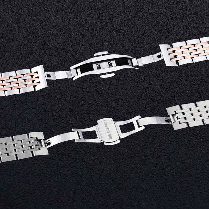 Stainless Steel Seven-Bead Watch Strap for Tissot T41, Elbow 12-24mm