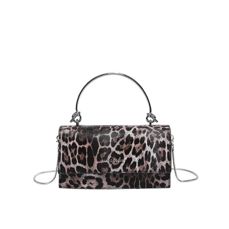 Simple All-matching Commuting Small Bag Women's Trendy Cool Leopard Print Chain Cross-body Temperament Square