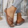 Large Size Buckle Women's Slippers Summer New Slope Heel Sandals Cross Belt Beach Cool Slippers Women