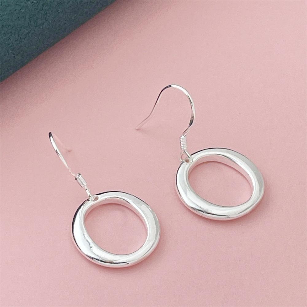 925 Sterling Silver Simple Fashion O-Earrings Birthday Party Anniversary Gift Daily Wear