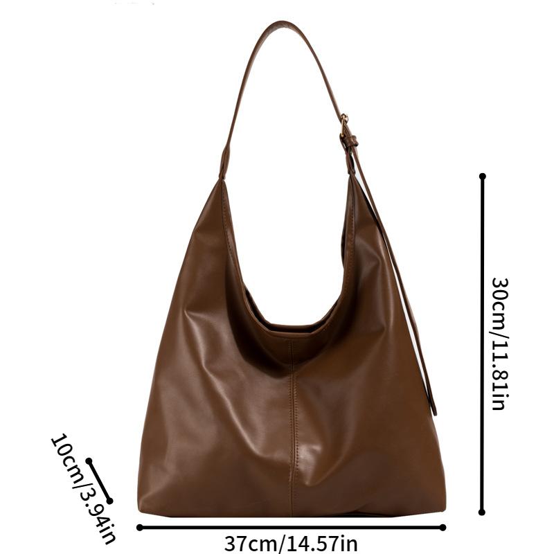 Large Capacity Commuter Retro Solid Color Simple Texture Tote Single Shoulder Underarm Bag for Women.zwq