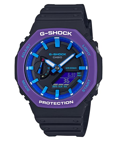 

Чоловічий кварцовий годинник Casio з полімерним корпусом, водозахистом 200М, аналогово-цифровим дисплеєм, ударостійкий GA-2100THS-1A чорний