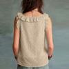 Women's Casual Sleeveless V-Neck Top with Ruffled Hem Color for Summer