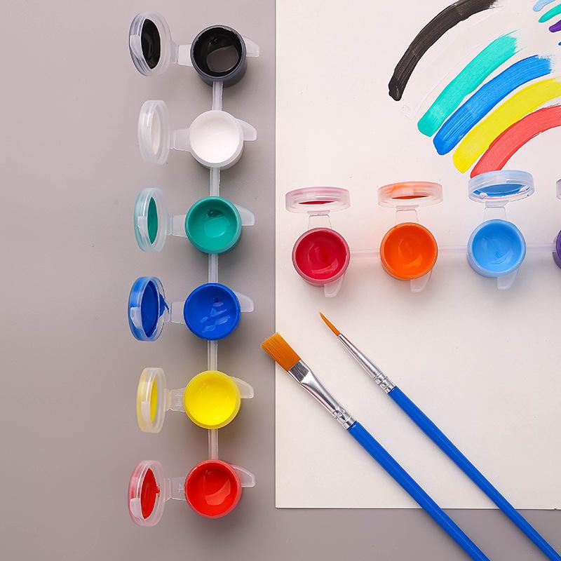 1SET 3ml Children's Acrylic Paint 12-Color Siamese Student Art Painting Gypsum Doll Paint