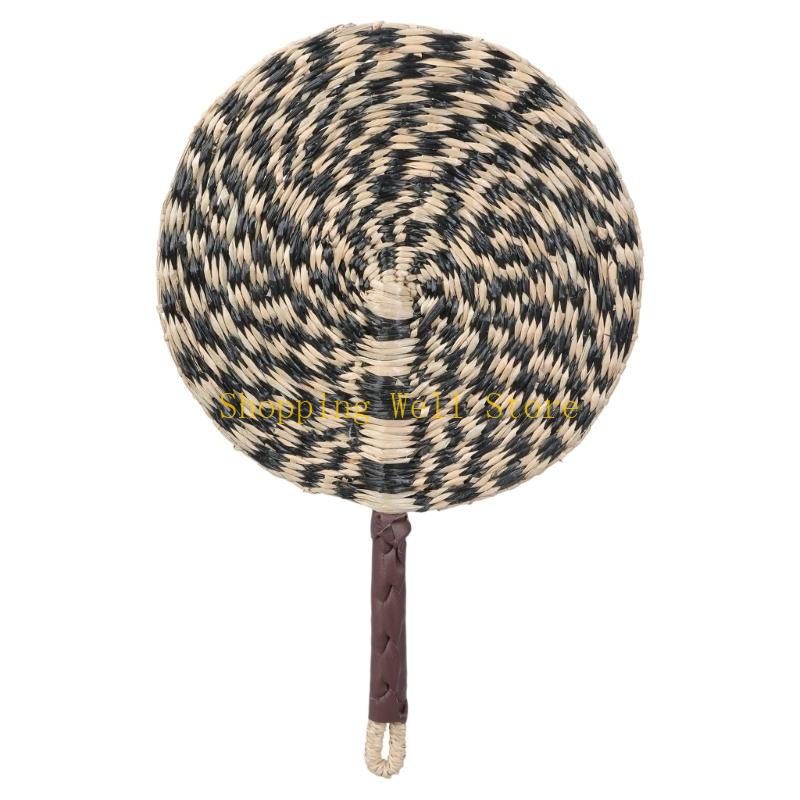 KX4B Large Summer Handheld Fan Seagrasses Handmade Woven Fan Natural Decorative Fan