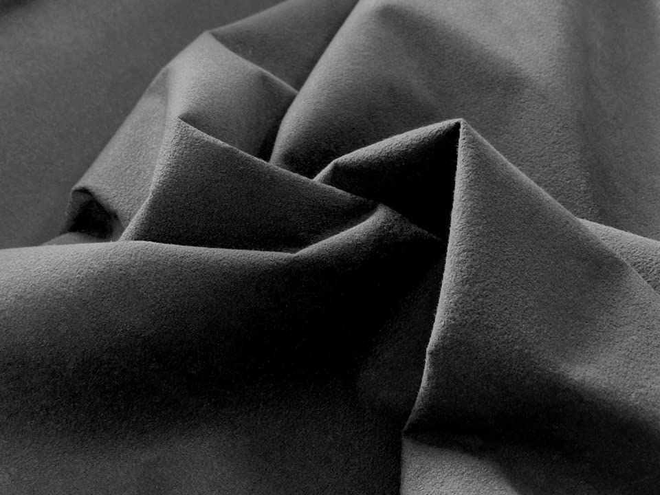 x Premium Artificial Made in Japan Slightly [155 100cm] Suede-Like Fabric, Leather, [Wide, Stretchable, Thin, Gray-Black]