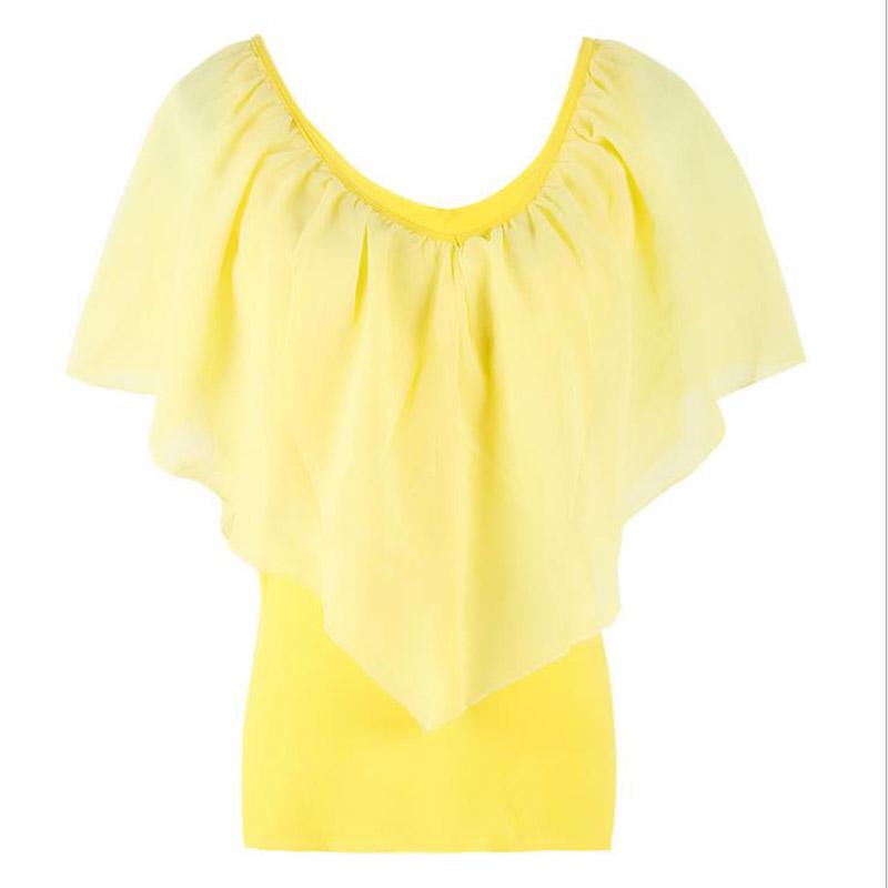 

Neck Womens V Tunic Short Sleeve Chiffon Top Tshirt Plus Size Loose Tops Blouse Yellow,3XL