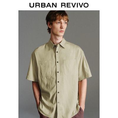 Men's Casual Color-block Short Sleeve Lapel Shirt