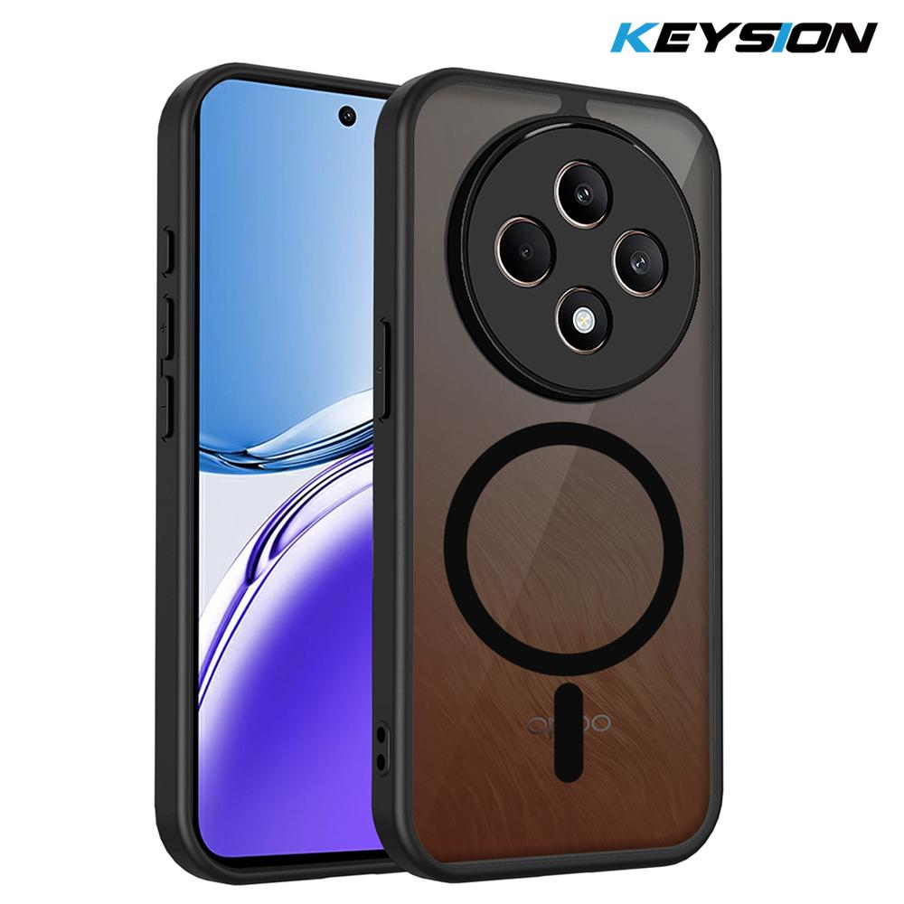 

KEYSION Магнитный чехол для телефона для OPPO Reno12 F 5G Силикон+ПК Матовый Полупрозрачный Прозрачный Ударопрочный Чехол на заднюю панель для OPPO Reno 12F 4G for OPPO Reno12 F 4G чёрный