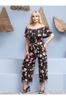Women's Style Big Size Overalls Plus Size Gathered Madonna Collar Belted Flexible Viscose Jumpsuit