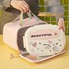 Boîte à lunch Bento pour enfants, à couvercle rabattable, en acier inoxydable 316, compatible micro-ondes, avec compartiments pour les aliments, à décorer soi-même et décorée de dessins animés.