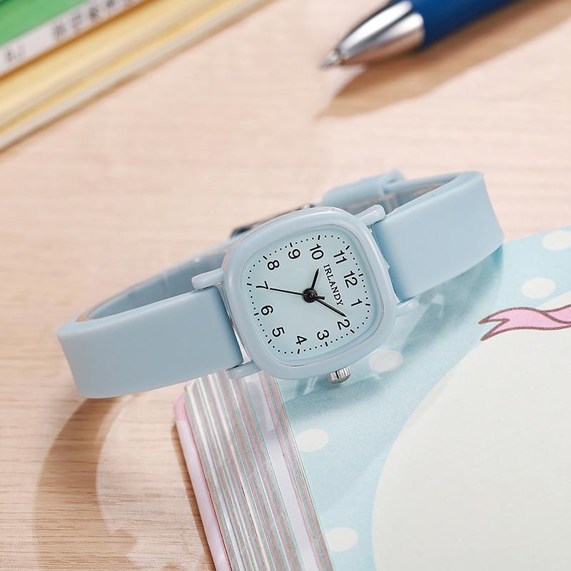 Fashion Silicone Strap Women Quartz Watch Simple Square Arabic Dial Ladies Wristwatches Girls Clock Student Daily Use