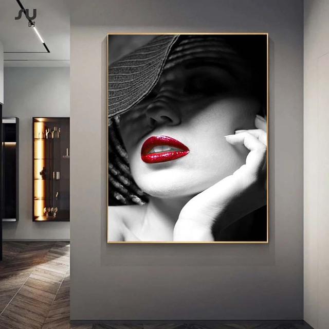 Módulo de labios rojos sexys modernos, pintura en lienzo, carteles nórdicos e impresiones, imagen de pared para Cuadros, decoración del hogar, sala de estar, sin marco