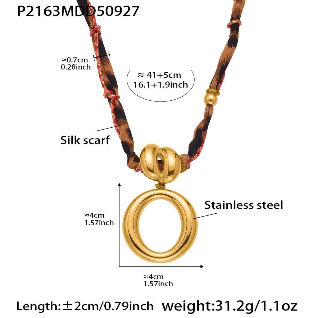 Qiong Yao Design Sense Photochromic Geometric Pendant, Long Leopard Print Necklace, Simple 18K Gold Plated Clavicle Chain.