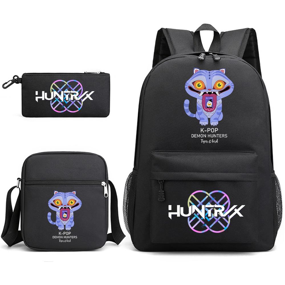 3Pcs/set Anime Printed Backpack with Shoulder Bag Pencil Case for Teenager Student Boy Girl School Bag Large Capacity Waterproof Bookbag Kid Gift