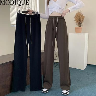 MODIQUE Herbst Plus Größe Neue Frauen Lange Übergroßen Grundlagen Elastische Breite Bein Hosen Weibliche Lose Gerade Casual Harem Winter Hosen