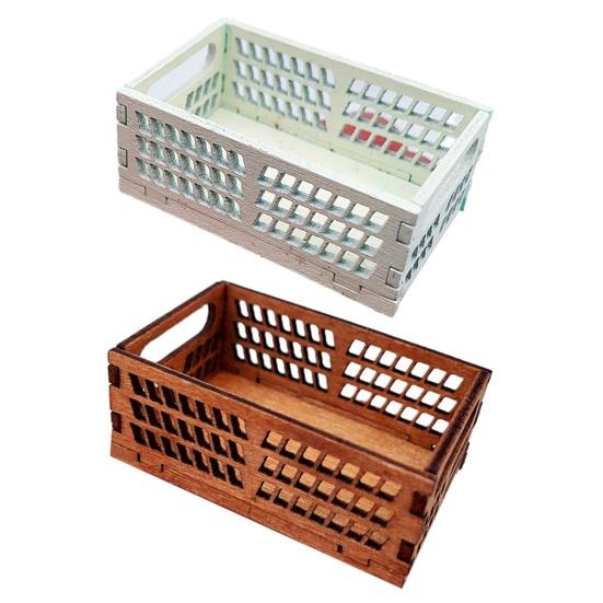 Miniature Kitchen Vegetable Storage Box Mini Wood Basket Cute Dollhouse Furniture Accessory for Enhanced Miniature Scenes