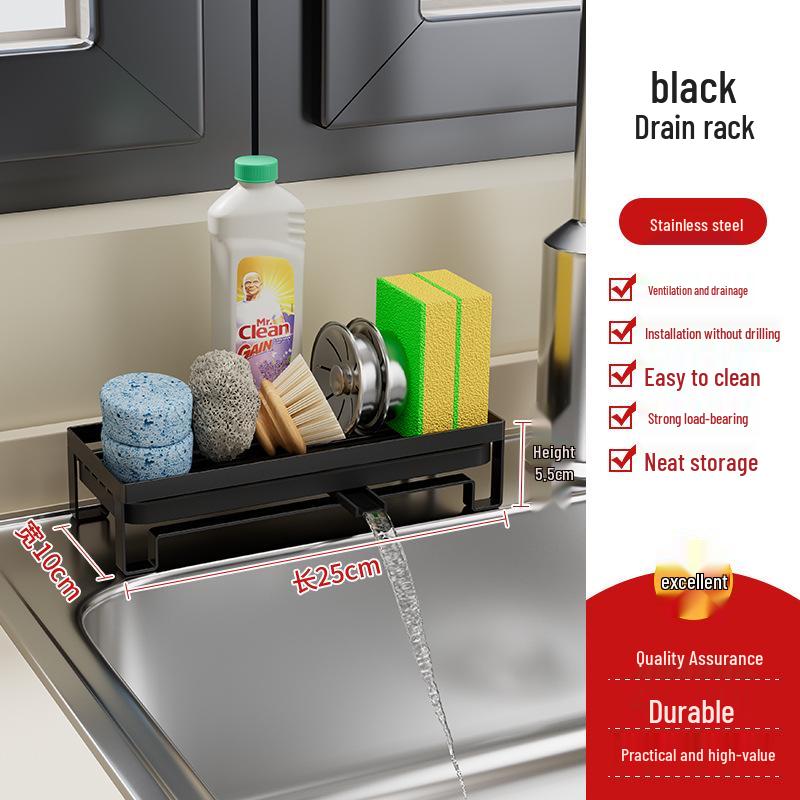 Stainless Steel Multifunctional Sink Sponge & Dishcloth Holder Rack