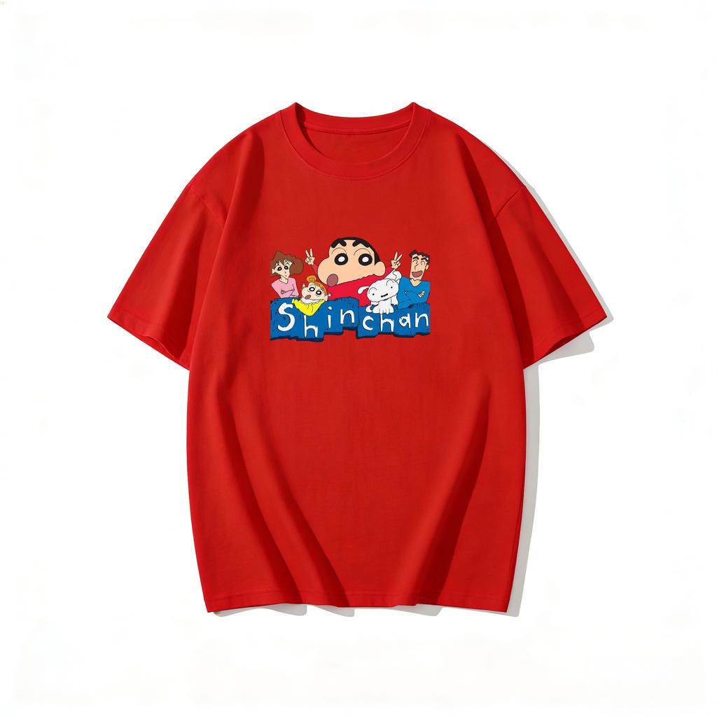 Crayon Shinchan Cute Cartoon T Shirt Couple Clothes Family Matching Tee Summer Casual Short Sleeve Cotton Top Fashion Streetwear