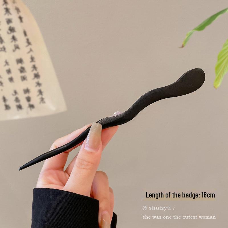 High-End Chinese Wooden Hairpin with Tassels – Ancient Style Ebony Faux for Women