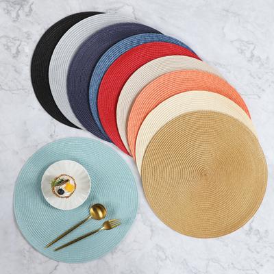 Round Woven PP Placemats Heat Resistant & Oil Proof Simple Solid Color Table Mats for Dining Kitchen Table Modern Home Decor