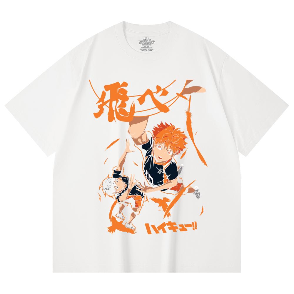 230 Gsm 100% Cotton Haikyuu V10 Hinata Tobio Print Unisex Heavy Cotton T Shirt