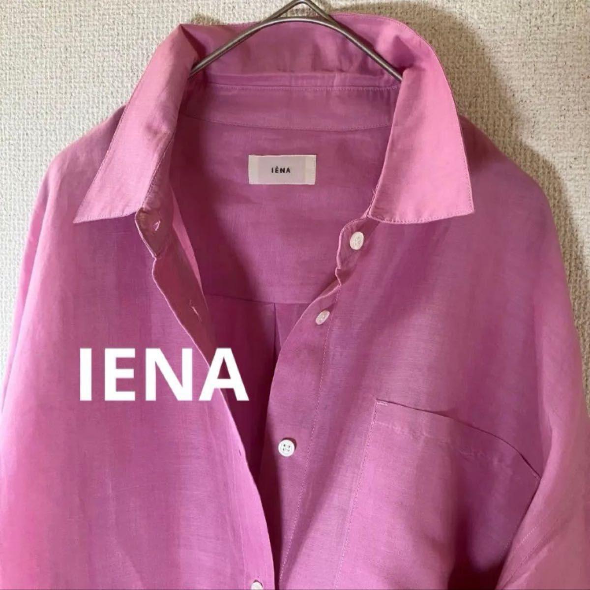 [Cleaned in good condition] IENA Ramie Lyocell Slit Shirt Blouse Long Sleeve Linen Pink 36 Loose Wear