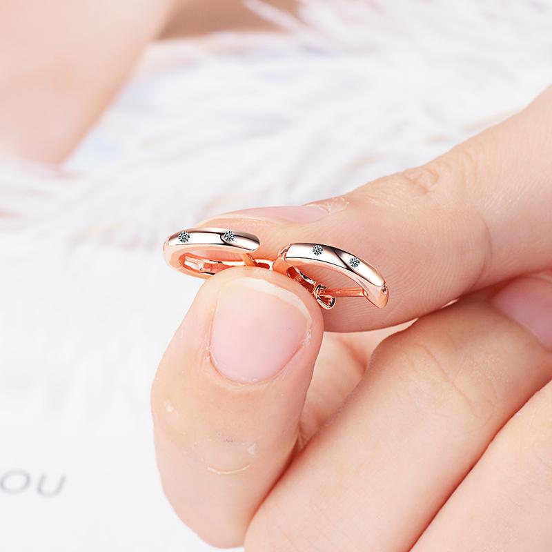 Fashion Zircon Rose Gold Earrings for Women Jewelry Vintage 925 Sterling Silver Earrings Girls Party Accessories Female
