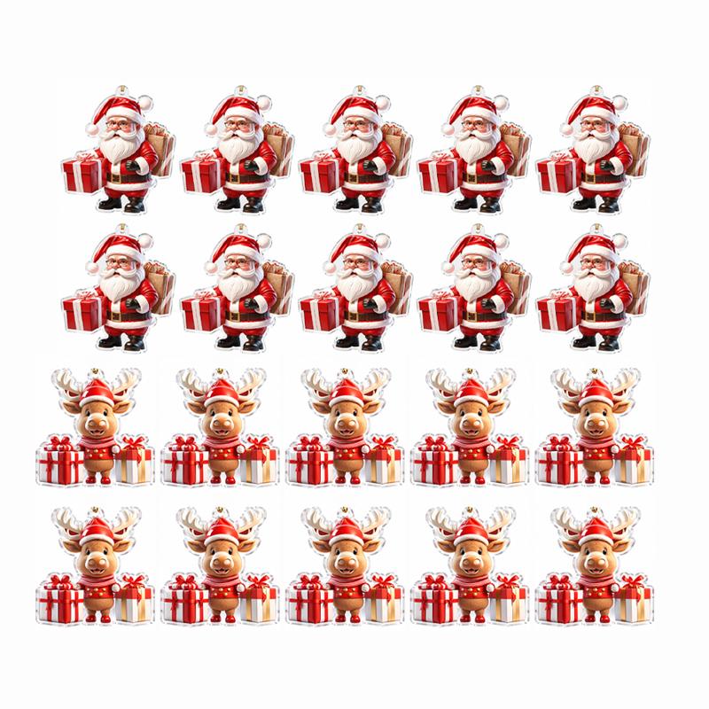 Christmas Tree Hanging Ornaments Acrylic Snowman Santa Elk Pendant Xmas Home Party Decor Holiday Gift Decoration Supplies