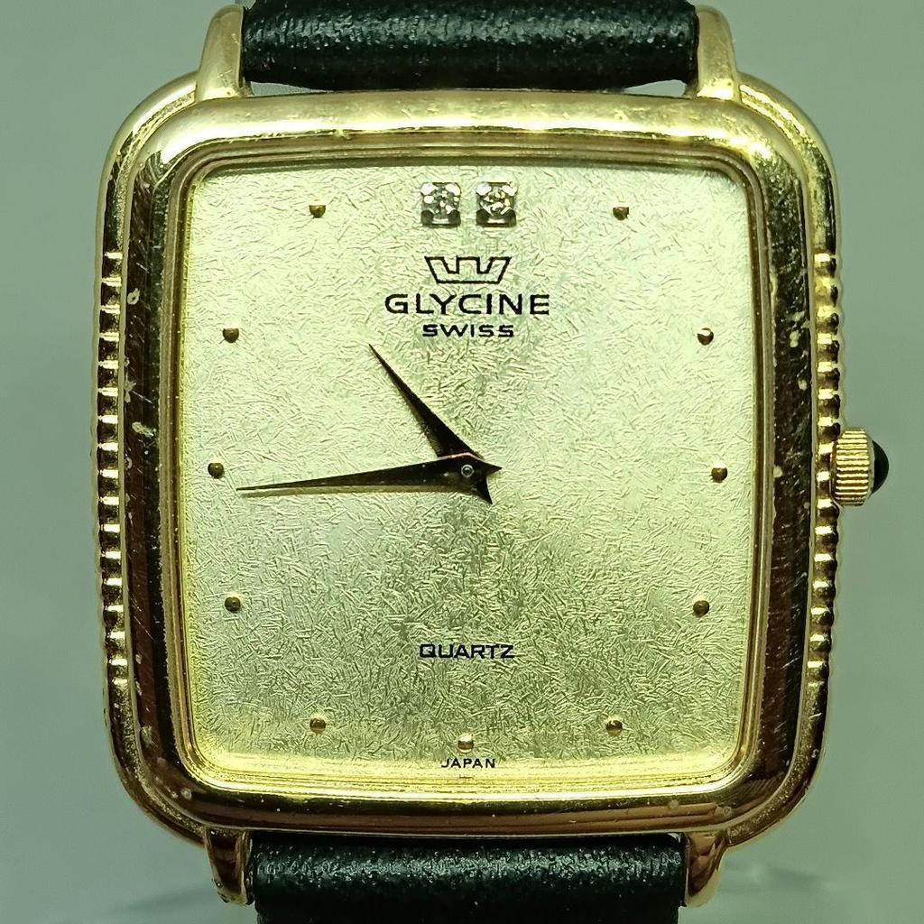 Used GLYCINE 021105 Gold Square 2P Diamond Men's Quartz