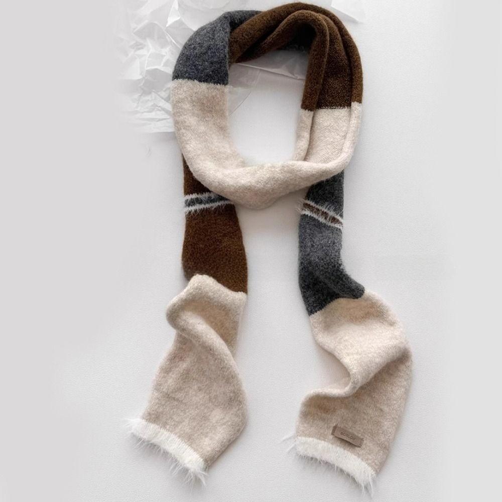 

Knitted Wool Assorted Colors Scarf Y2 Neck Scarves Sausage Thin Scarf Autumn Winter бежевий