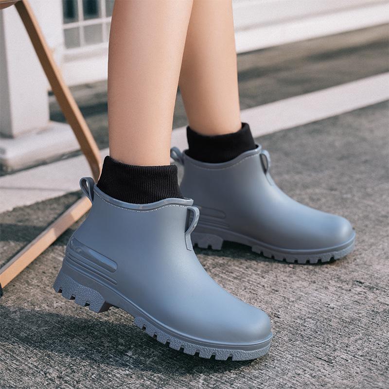 Modische Unisex Kurze Regenstiefel mit Samt, Rutschfestem, Wasserdichtem Design für Damen