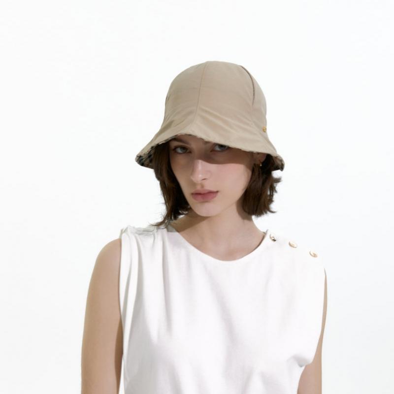 Daks Back Banding Slit Point Check Strap Beige Bucket Hat Dbhe5e227iv
