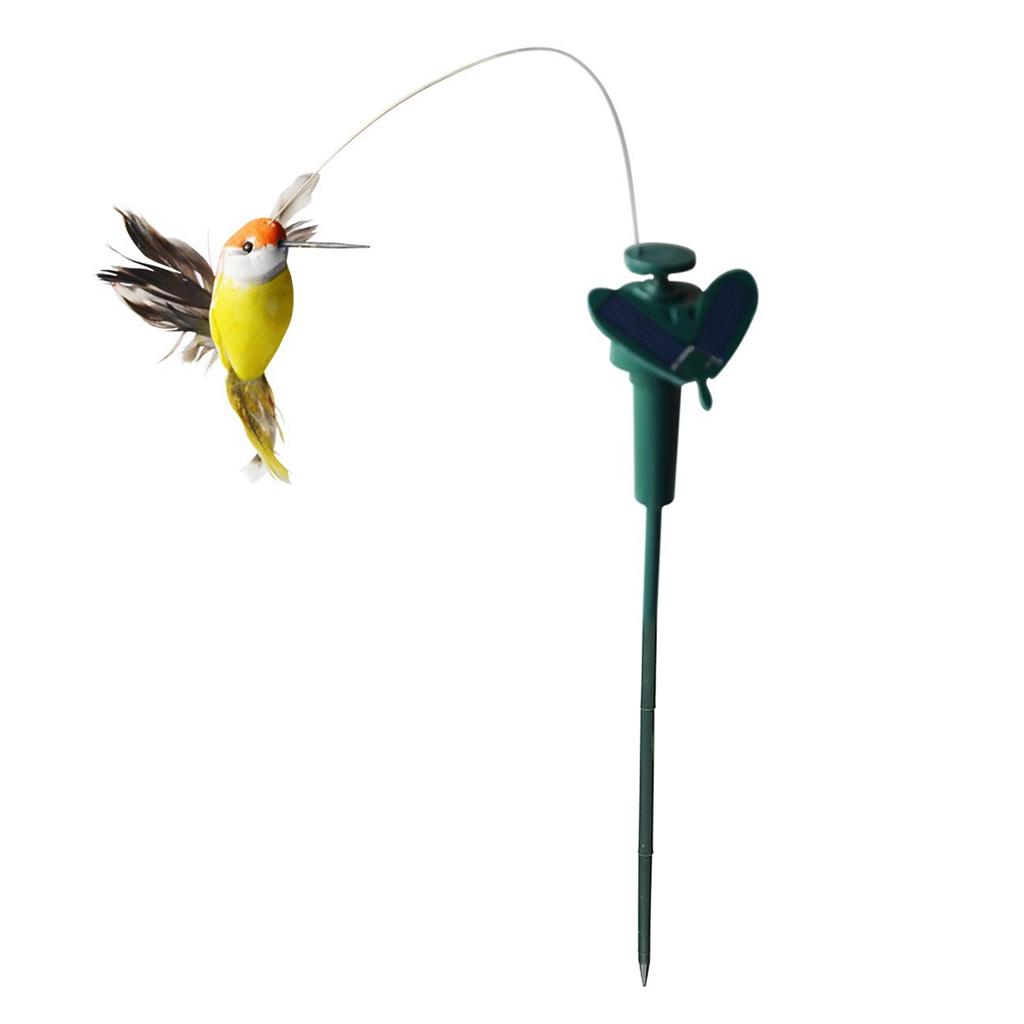 2 Pieces Solar Fluttering Dancing Feathered Bird Stakes Outdoor Garden Decor